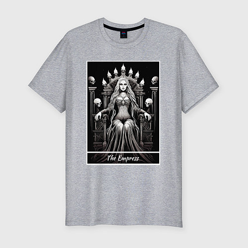 Мужская slim-футболка Императрица карта таро темная / Меланж – фото 1