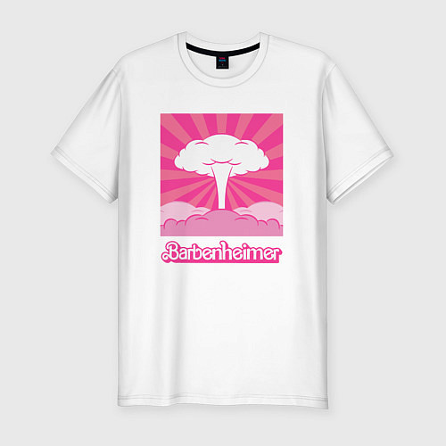 Мужская slim-футболка Розовый гриб - Барбигеймер / Белый – фото 1