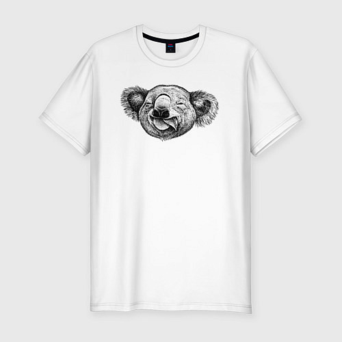 Мужская slim-футболка Коала голова / Белый – фото 1