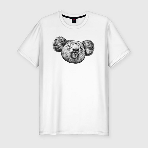 Мужская slim-футболка Коала морда / Белый – фото 1