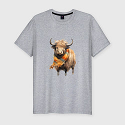 Мужская slim-футболка Буйвол в шарфе