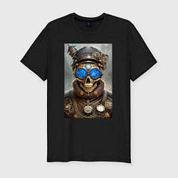 Футболка slim-fit Skull - steampunk - neural network, цвет: черный