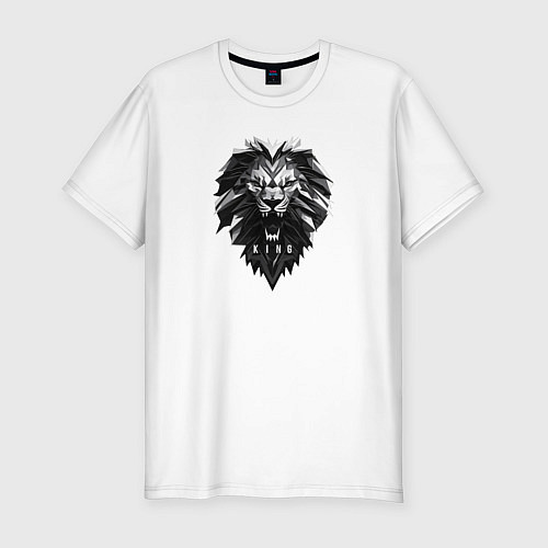 Мужская slim-футболка Лев король зверей / Белый – фото 1