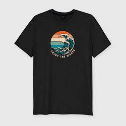 Футболка slim-fit Retro enjoy the waves, цвет: черный