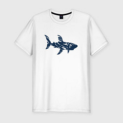 Мужская slim-футболка Трайбл акула призрак