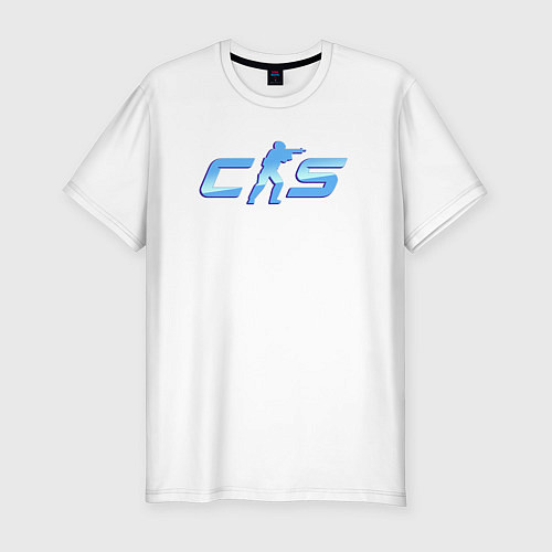 Мужская slim-футболка CS2 blue logo / Белый – фото 1