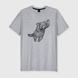 Мужская slim-футболка Красная панда в прыжке