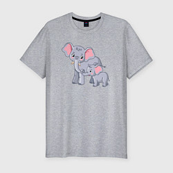 Мужская slim-футболка Elephants family
