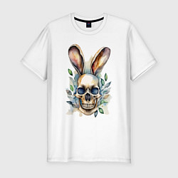 Футболка slim-fit Moмo - череп с ушами зайца, цвет: белый