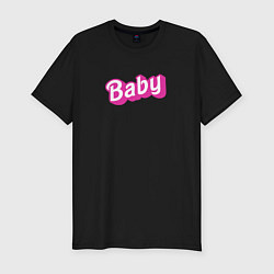 Футболка slim-fit Baby: pink barbie style, цвет: черный
