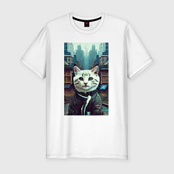 Футболка slim-fit A street kitten is a resident of a metropolis, цвет: белый