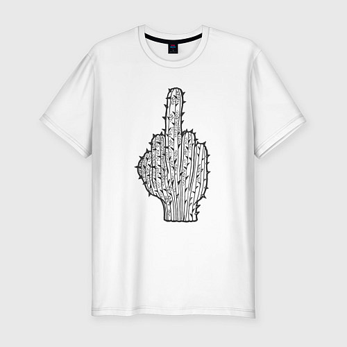 Мужская slim-футболка Кактусовый палец / Белый – фото 1