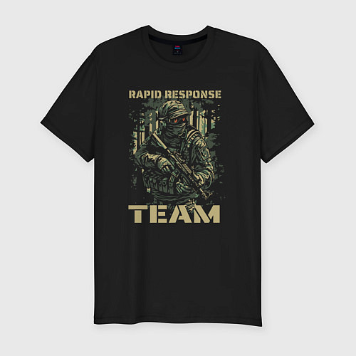 Мужская slim-футболка Rapid response team / Черный – фото 1