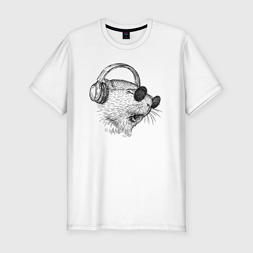 Мужская slim-футболка Морская свинка DJ / Белый – фото 1
