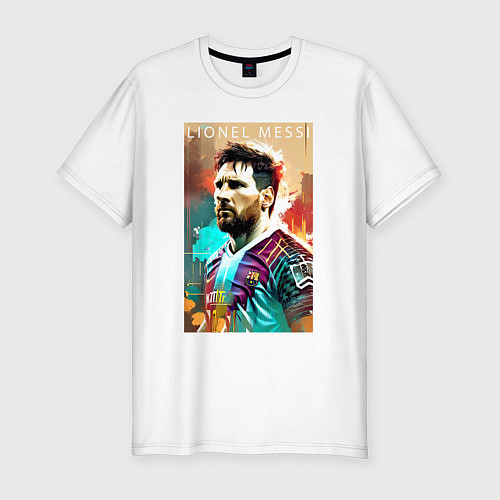 Мужская slim-футболка Lionel Messi - football - striker / Белый – фото 1