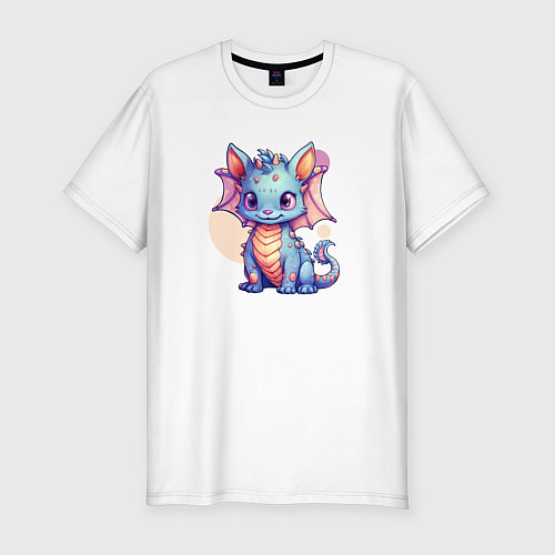 Мужская slim-футболка Cute dragon cat / Белый – фото 1