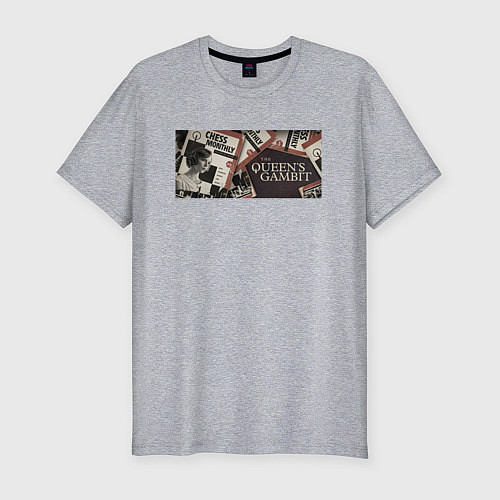 Мужская slim-футболка Ход королевы винтаж / Меланж – фото 1