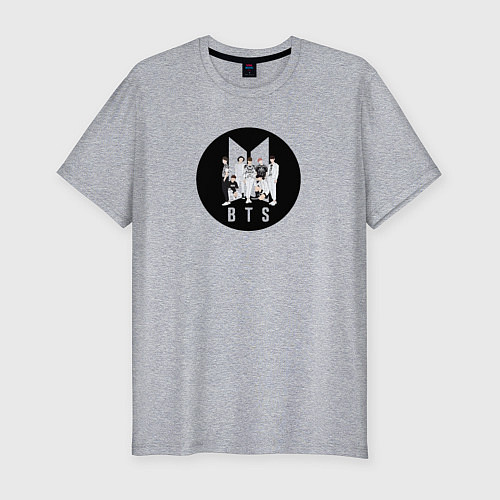 Мужская slim-футболка BTS логотип / Меланж – фото 1