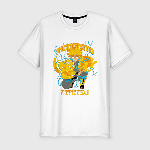 Мужская slim-футболка Клинок, рассекающий демонов: Зеницу Агацума / Белый – фото 1