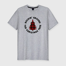 Мужская slim-футболка Rocking around the christmas tree