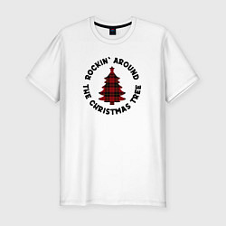 Футболка slim-fit Rocking around the christmas tree, цвет: белый