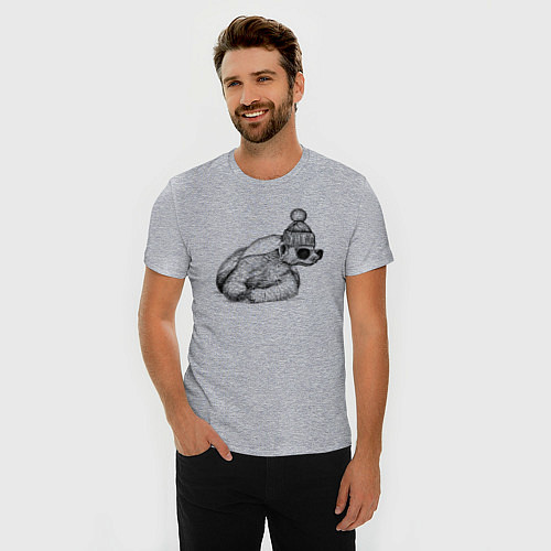 Мужская slim-футболка Медоед стильный / Меланж – фото 3