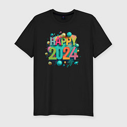 Футболка slim-fit Happy 2024, цвет: черный