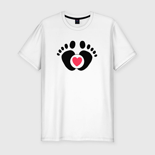 Мужская slim-футболка Семья отпечатки ног младенца / Белый – фото 1