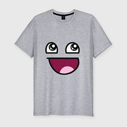 Мужская slim-футболка Trollface глаза с улыбкой