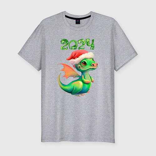 Мужская slim-футболка Дракончик 2024 / Меланж – фото 1