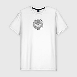 Мужская slim-футболка Тату глаз с растительным орнаментом