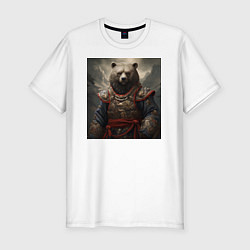 Мужская slim-футболка Медведь самурай