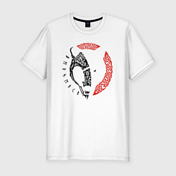 Мужская slim-футболка Волк - символика древних славян