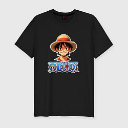 Футболка slim-fit Монки д Луффи one piece, цвет: черный