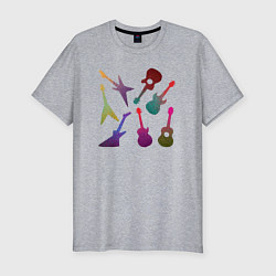 Мужская slim-футболка Цветные гитарки