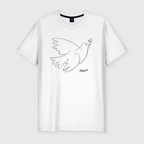 Мужская slim-футболка Пабло Пикассо - Голубь мира / Белый – фото 1