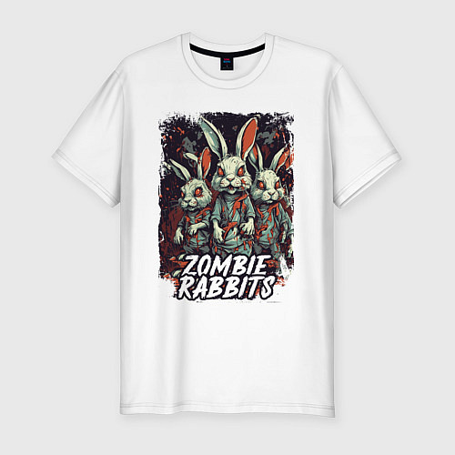 Мужская slim-футболка Зомби кролики / Белый – фото 1