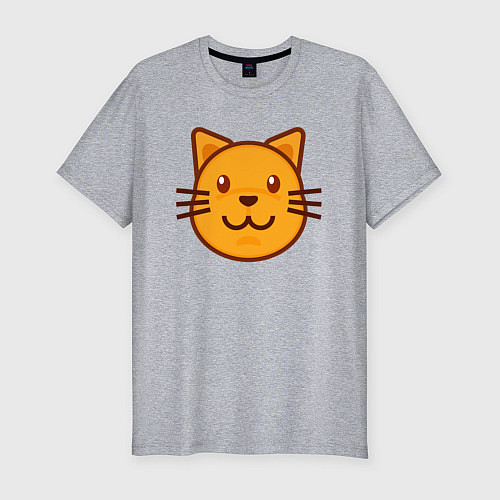 Мужская slim-футболка Оранжевый котик счастлив / Меланж – фото 1