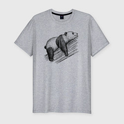 Футболка slim-fit Панда спит на дереве, цвет: меланж