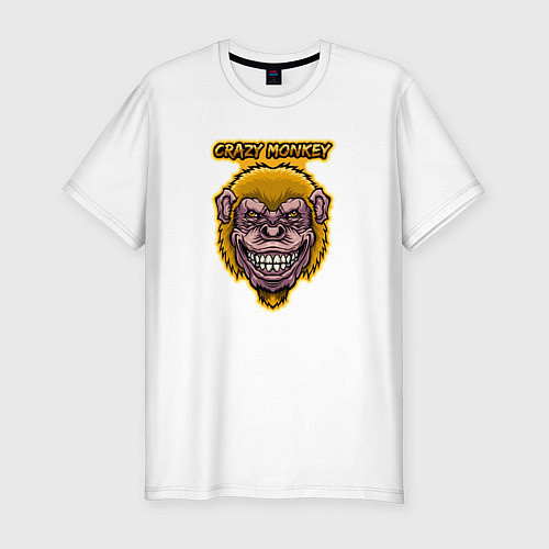 Мужская slim-футболка Yellow crazy monkey / Белый – фото 1
