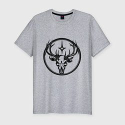 Мужская slim-футболка Череп оленя с рогами в абстрактном монохромном сти