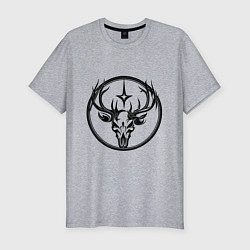 Футболка slim-fit Череп оленя с рогами в абстрактном монохромном сти, цвет: меланж
