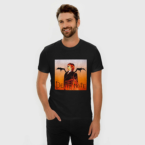 Мужская slim-футболка Тетрадь смерти - Лайт Ягами / Черный – фото 3