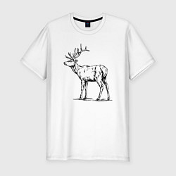 Футболка slim-fit Олень сзади, цвет: белый