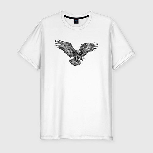 Мужская slim-футболка Орёл гравюра / Белый – фото 1