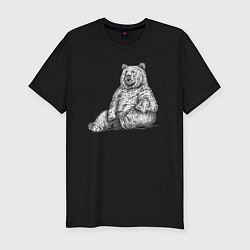 Футболка slim-fit Медведь подмигивает, цвет: черный