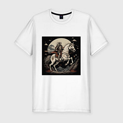 Мужская slim-футболка Рыцарь на коне под луной