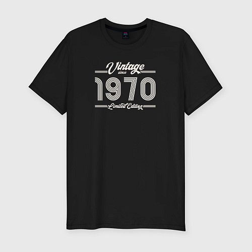 Мужская slim-футболка Лимитированный выпуск 1970 / Черный – фото 1