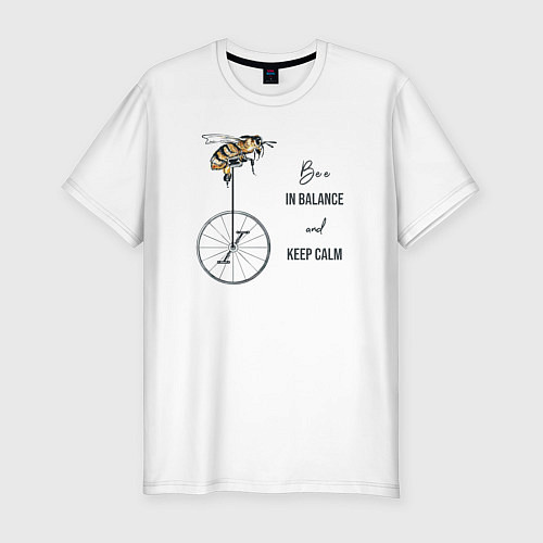 Мужская slim-футболка Be in ballance and keep calm / Белый – фото 1
