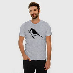 Футболка slim-fit Птица на ветке трафарет, цвет: меланж — фото 2